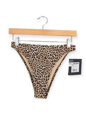 Norma Kamali Bikini Bottom L Leopard Print Luca Swim Bottom NWT